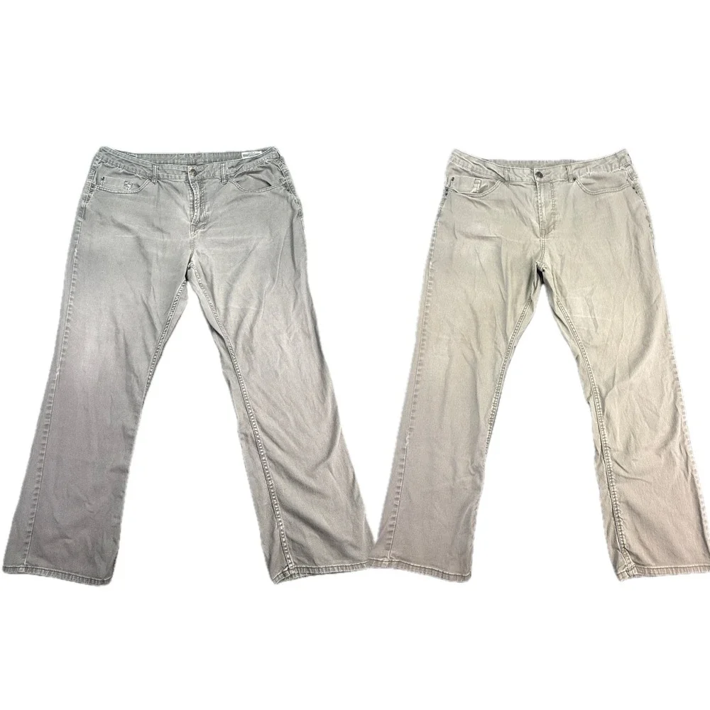 2 Buffalo David Bitton Sam-X Pants Men 40x32 Tan Gray Slim Straight Stretch